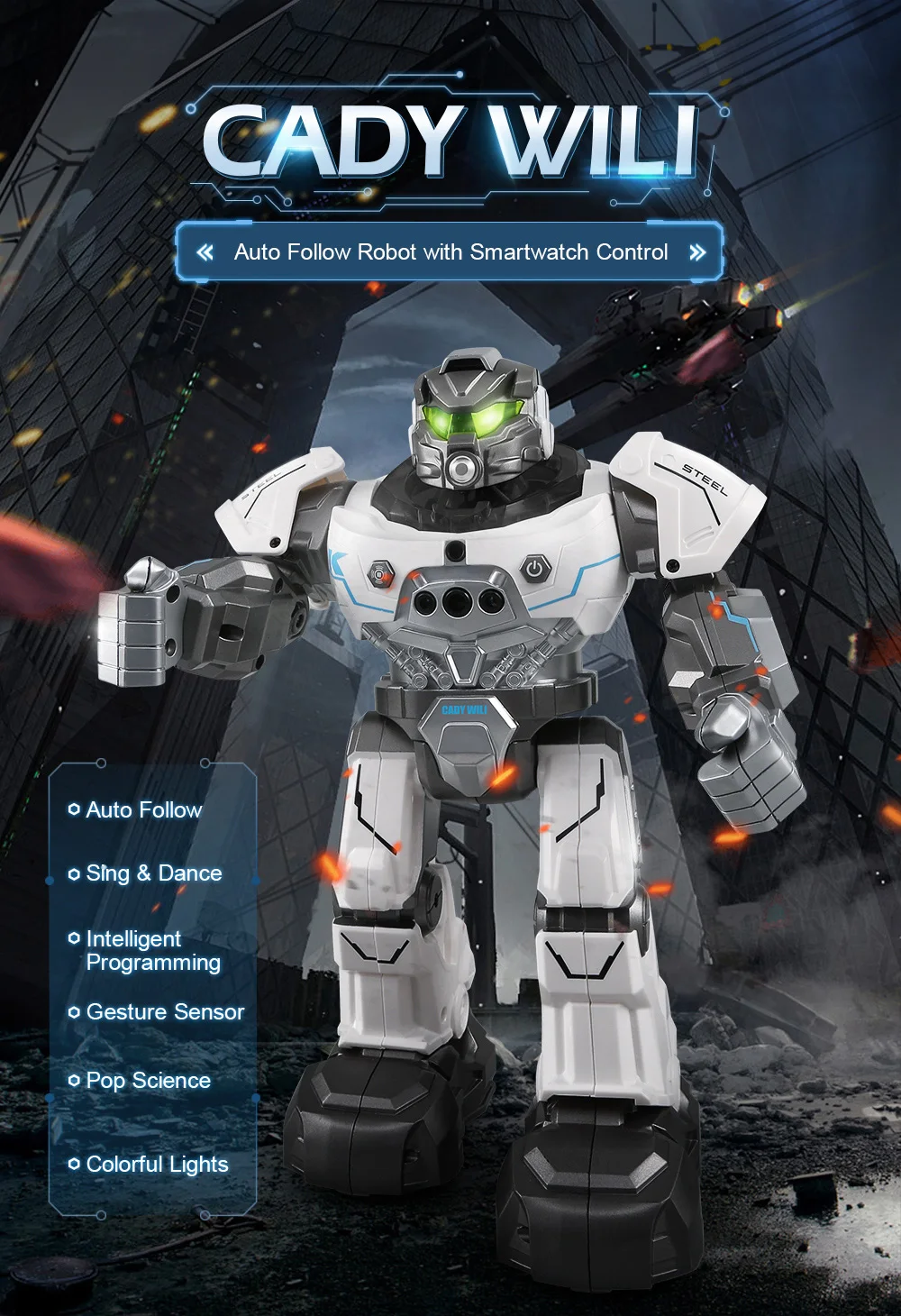 Beste Jjr C Jjrc R5 Cady Wili Smart Horloge Control Rc Robot Auto Volgen Gesture Control Kids Speelgoed Intelligente Robot blauw Wit
