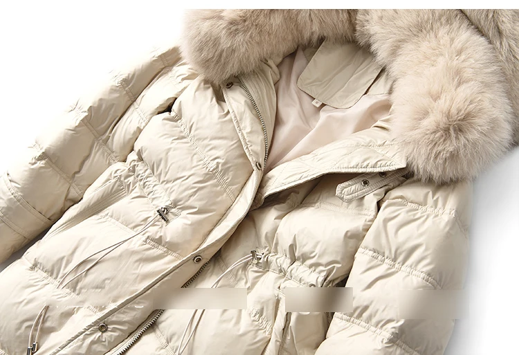 Fitaylor, большой воротник из натурального Лисьего меха, зимняя куртка для женщин, женский пуховик, белая парка на утином пуху, зимняя водонепроницаемая верхняя одежда с капюшоном
