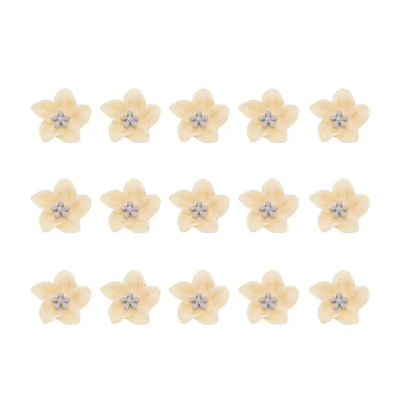 Light Yellow 50pcn Flos Resiwer украшения пять лепестков цветок украшения DIY телефонные наклейки декоративные ломтики для подарка ремесло Лаванда - Цвет: Light Yellow
