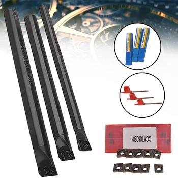 

10Pcs CCMT0602 Carbide Insert + 3Pcs SCLCR Lathe Boring Bar Holder +3Pcs Wrench For Lathe Turning Tool CNC Tool