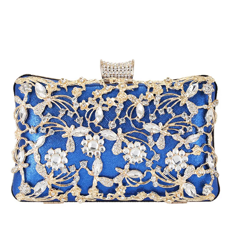 blue satin clutch bag