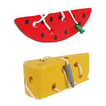 

Wooden Mouse Cheese Child Thread Game Toy Early Learning Teaching Aid Baby Toy Large Worm Eat Fruit Pattern Safe Baby Toy Gift
