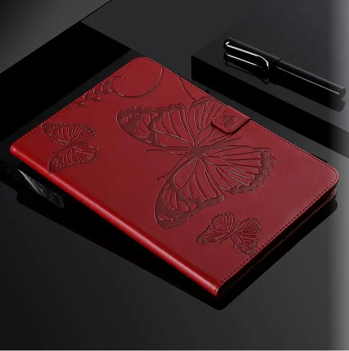 Красный Чехол для планшета для Ipad Pro 12,", откидная крышка-подставка с 3D бабочкой, кожаный чехол-кошелек с рисунком, зажим для Ipad Pro 12,9"+ ручка - Цвет: Красный