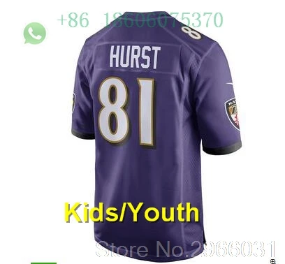 for kids youth Baltimore A+++ качественная Детская Молодежная Футболка Lamar Jackson 8 Hayden Hurst 81 Рэй Льюис 52 Джастин Такер 9 Hayden Hurst 81 - Цвет: for kids youth