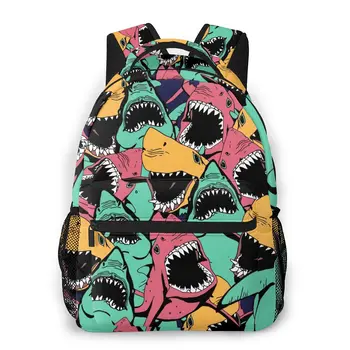 

School Bags for Teenagers Boys School Bag Boy Colorful Angry Shark With Open Mouth Students Book Satchels