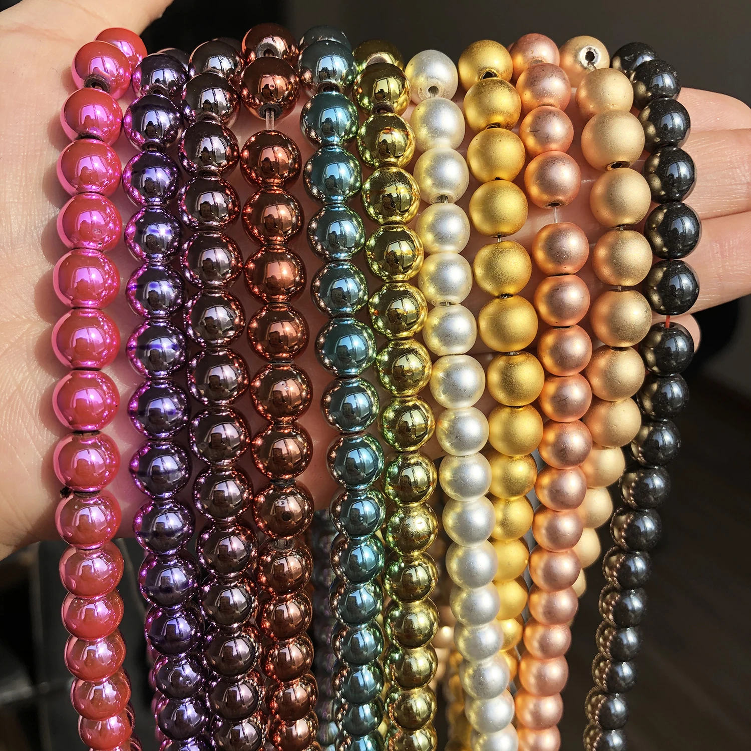 Natürliche Stein Mehrfarbige Hämatit Lose Runde Perlen Für Diy Schmuck Machen Armband Zubehör 15'' Zoll 2 3 4 6 8 10mm – Detail 5