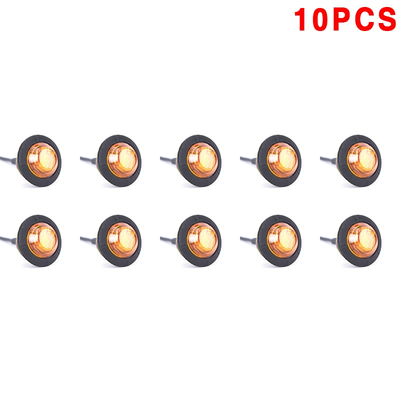10 шт. мини 12 1 ''Круглый Янтарный светодиодный светильник передний задний боковой габаритный индикатор светильник для грузовика автобуса прицепа мотоцикла 12 В
