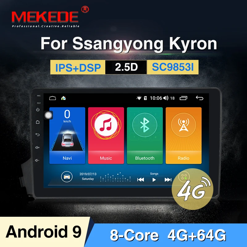 

MEKEDE Android 9.0 Car DVD Radio For Ssang yong Ssangyong Actyon Kyron GPS Navigation 2 Din Screen radio Audio Multimedia Player