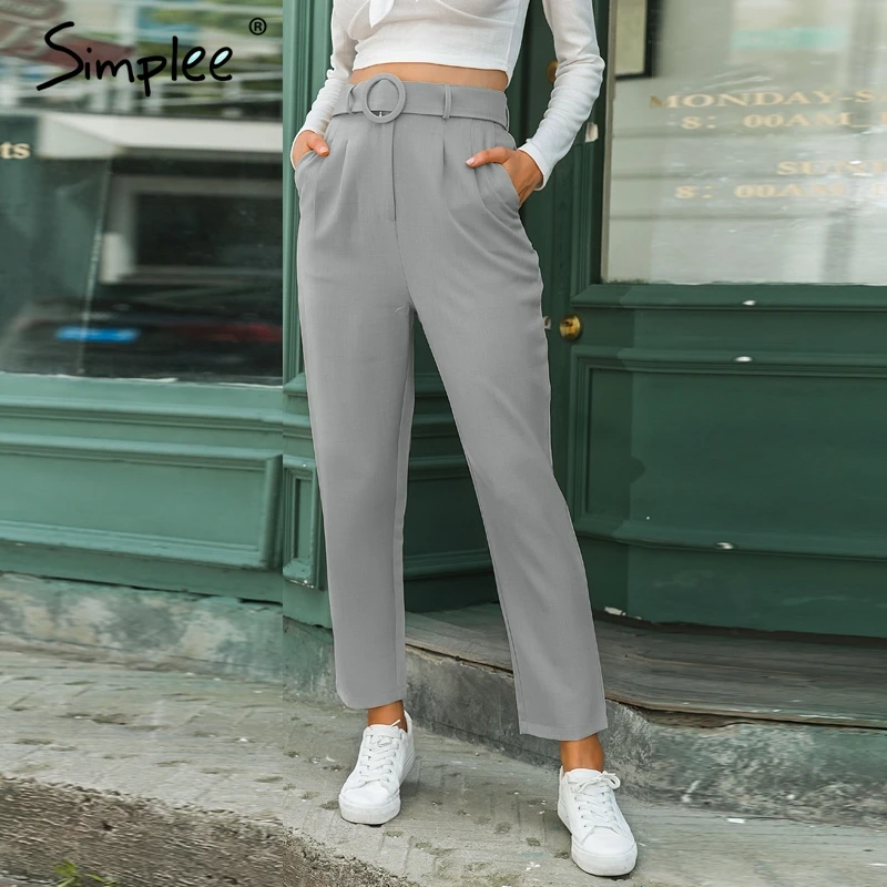 Simplee Элегантные женские офисные укороченные брюки Осень средней талии