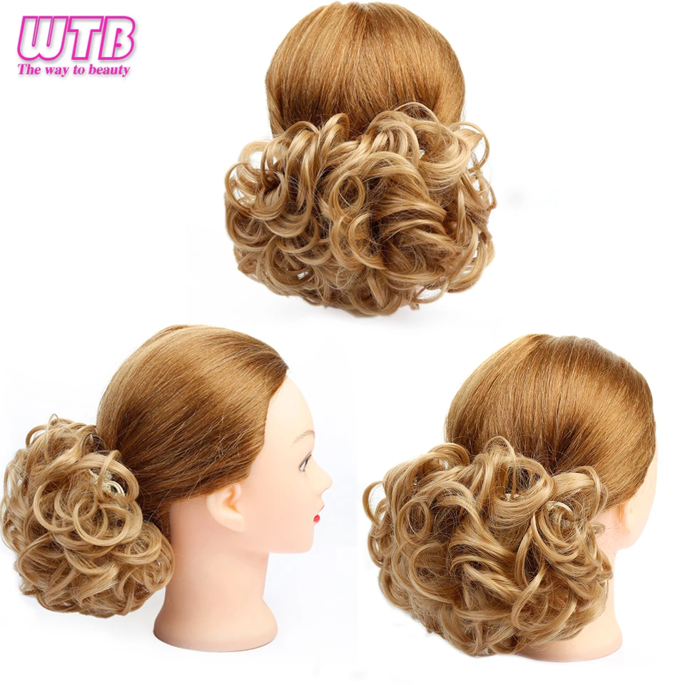 WTB Synthetic Wavy  Comb Clip In Hair Pieces Chignon Elastic Band Chignon Hair Extensions for Women Hair Accessory