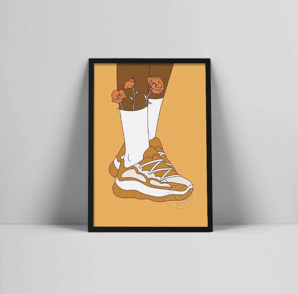 de deporte de moda con estampado artístico, zapatos de Arte de línea, tenis de dibujo de línea, arte de de flores, minimalistas|Pintura y caligrafía| - AliExpress