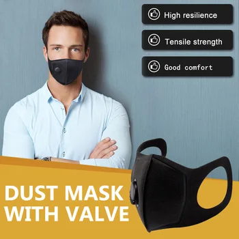 

PM2.5 Masks Anti-fog Black Maske Non-disposable With AirValve Breathable Masque DustProof Breathable Water-Washable Mouth Mask