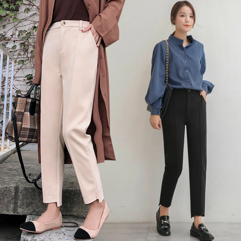 Sreetwear шерстяные шаровары женские брюки с высокой талией зима осень плюс размер черный абрикосовый свободные брюки pantalon femme