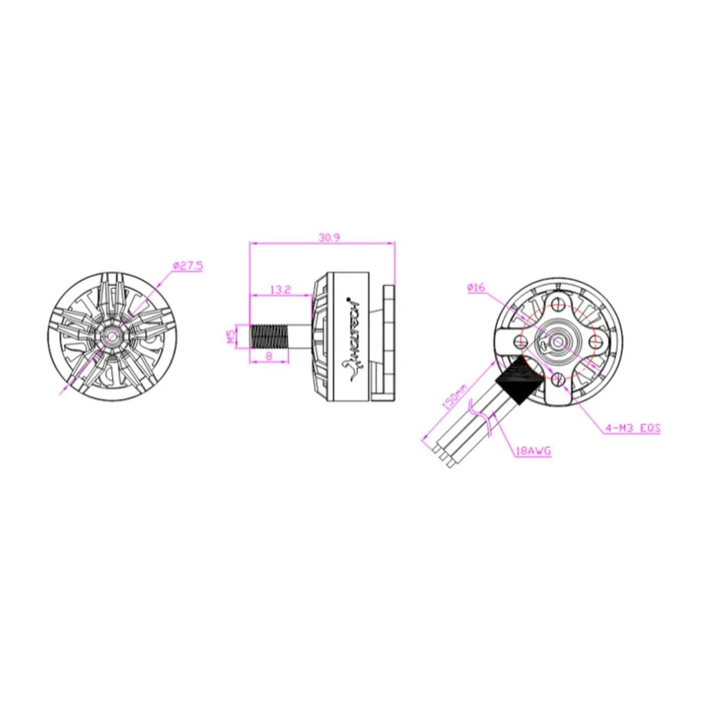 HGLRC пламя 2207 2675KV 3-4S бесщеточный двигатель для RC FPV гоночный Дрон самолет вертолет Мультикоптер пропеллер
