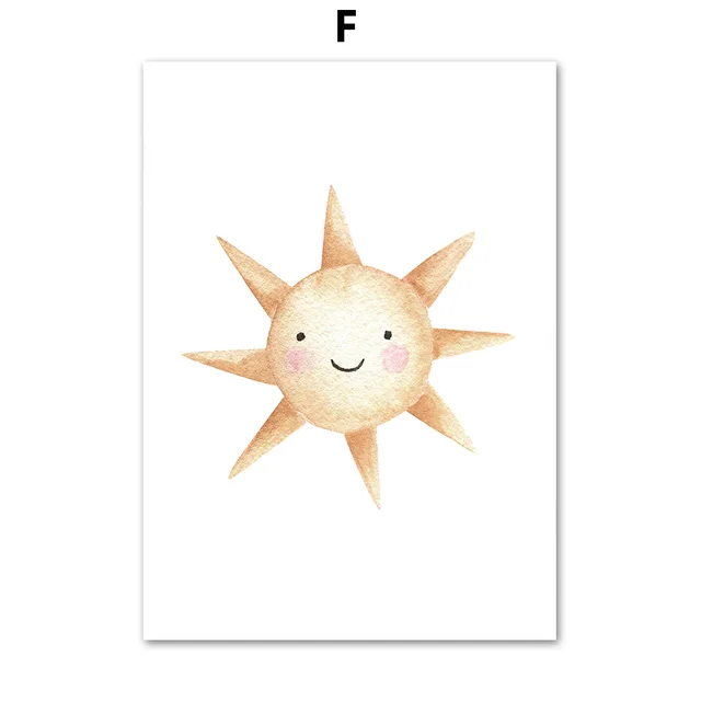 Cartoon Sun Rainbow Cloud Rain Wall Art Canvas Painting Nordic Posters And Prints Nursery Wall Pictures For Baby Kids Room Decor F