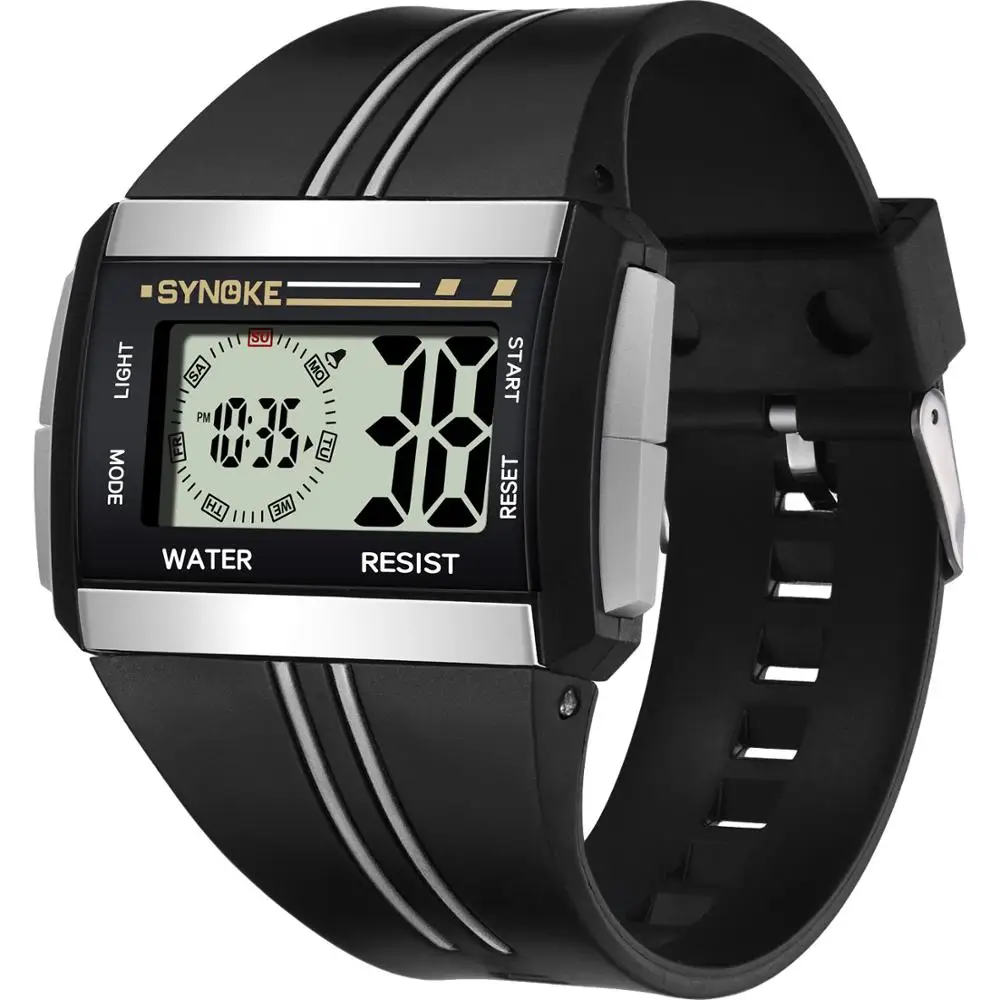SYNOKE цифровые часы для мужчин светодиодный электронные спортивные часы водонепроницаемые мужские наручные часы Relogio Masculino Erkek Kol Saati