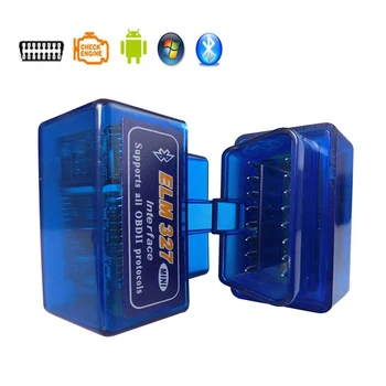 

OBDII Blue Color Car Diagnostic Tool Wireless Mini Elm327 V2.1 Bluetooth 4.0 Android Scanner Automotive Obd2