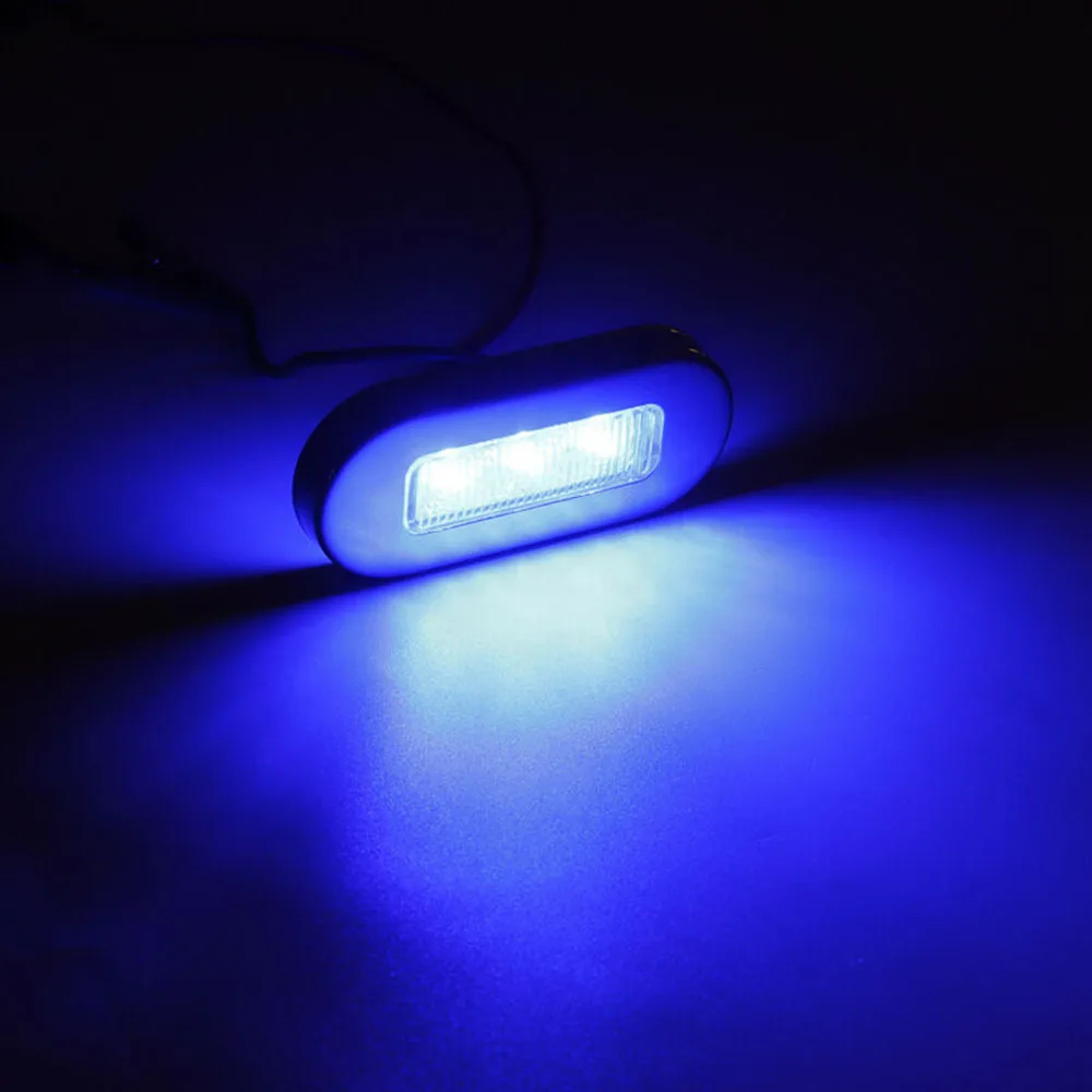 12V Car Boat Yacht Stainless Steel Marine LED Lamp Navigation Signal Light Blue LED Etiquette Light 3LED 2835 Led Light Bar