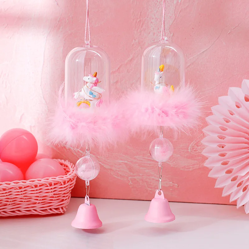 Unicorn Star Lights Wind Chimes Hanging Wind Bell Indoor Animal Shaped Ornaments Home Car Decoration Birthday Gift