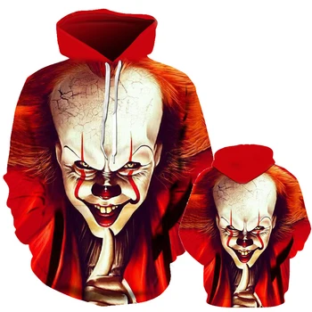 

Halloween horror clown 3d-printed hoodie casual jumper hip hop street dress Asian size