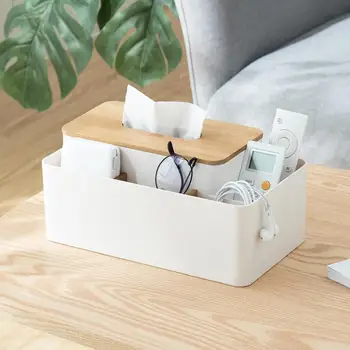 

Home Desktop Nordic Simple Tissue Box Multifunctional Living Room Coffee Table Bamboo Wooden Paper Remote Control Storage Box
