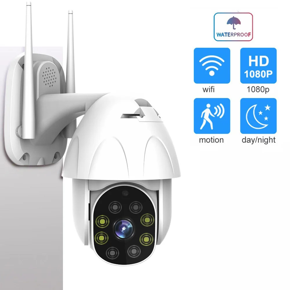 WIFI Outdoor PTZ IP Camera 1080p Speed Dome CCTV Security IP Camera WIFI 2MP IR Home Surveilance Color Nightvision Two-way Audio WIFI Outdoor PTZ IP Camera 1080p Speed Dome CCTV Security IP Camera WIFI 2MP IR Home Surveilance Color Nightvision Two-way Audio