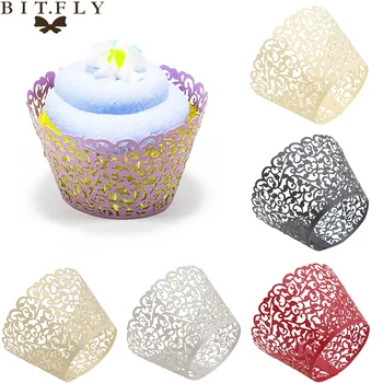 

10pcs Little Vine Lace Laser Cut Cupcake Wrapper Liner Wedding Birthday Party Baby Shower Cake Decoration Baking Accessories