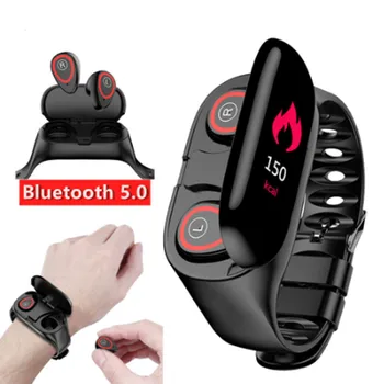 

AI Smart Watch With Bluetooth Earphone Heart Rate Monitor Smart Wristband Smart Watch Men Sports Earphone Smart Bracelet M1