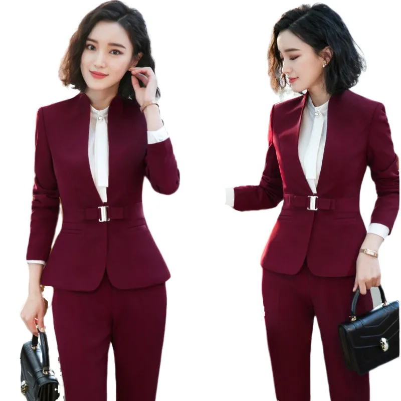 Elegantes trajes de pantalón para mujer, traje de oficina para mujer,  trabajo de negocios, coreano, conjunto de 2 piezas, Blazer, chaquetas,  Trosuers, Otoño Invierno 4XL XXL|Trajes de pantalón| - AliExpress