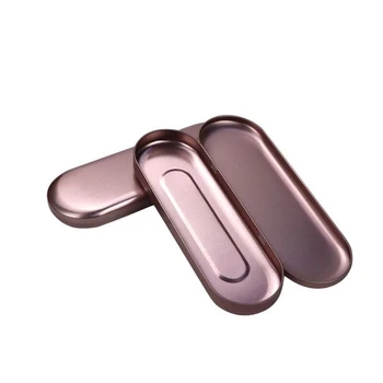 

Rose Gold Pen Case Simple Metal Pencil Case Mini Hinged Tin Box Makeup Brushes Organizers Nail Clipper Nipper Storage
