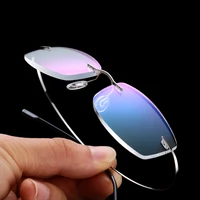 Flexible Ultralight Rimless Memory Titanium Magnetic Reading Glasses for Men Women Presbyopic Eyeglasses Strength +1.0~+4.0