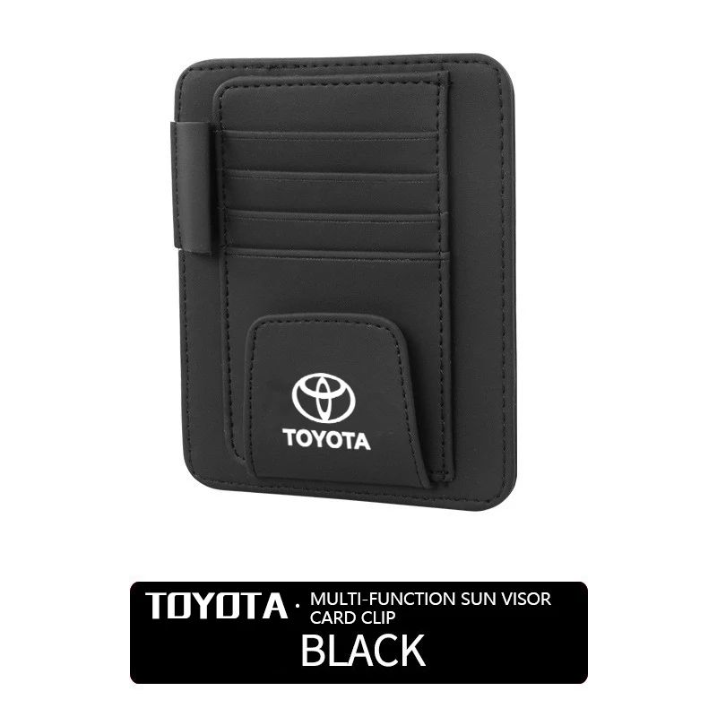 Новинка, модные автомобильные аксессуары, очки, зажим для глаз, Солнцезащитный ящик, принадлежности для хранения, кредитная карта/держатель для удостоверения личности для Toyota Crown Reiz Corolla Camry - Название цвета: Black For Toyota