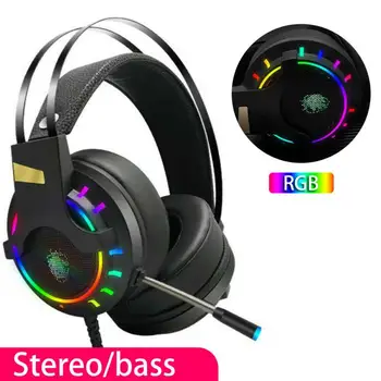 

Professional Gaming Headset Headphone Wired Gamer Headphone Deep Stereo Sound Headsets With Mic LED Light For Computer PC Gamer