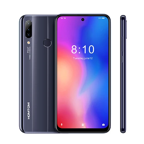 Мобильный телефон HOMTOM P30 pro, 4 ГБ, 64 ГБ, Android 9,0, 6,41 дюймов, экран incell MT6763, четыре ядра, 4000 мАч, распознавание лица, 13 МП, камера AI, смартфон - Цвет: Черный