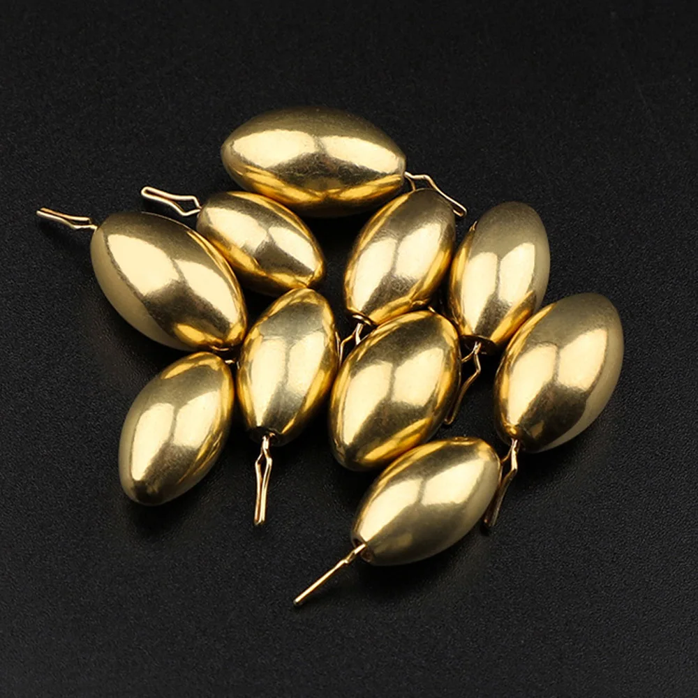 Fishing Counterweight Sinker Fishing Accessories Fishing Tackle 10Pcs Brass Weight Fishing Sinkers Tackle Accessories Pure Copper Down Sinker Bullet RIG Weights Lure Cone Hollow Line Through