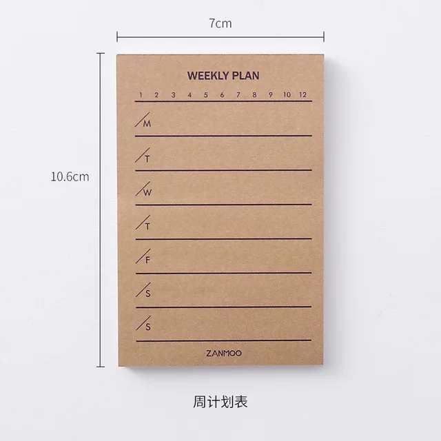 Not Sticky Memo Pads Simple Plan Student Daily Notebook Time Management Learning Label Clocking Schedule Week Planner Office Tag 1 Weekly schedule
