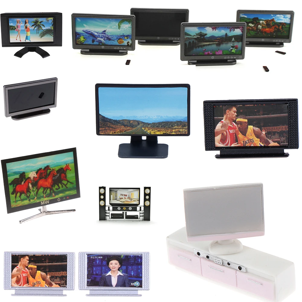 

Multi Wide Screen Television Flat-Panel LCD TV Classic Pretend Play Toy for Children Baby Furniture Toys DIY Dollhouse Miniature