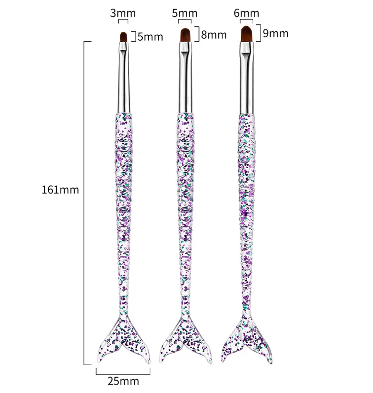 3 шт./компл. Русалка ручка Нейл-арт лайнер живопись УФ-гель для ногтей строитель Кисть DIY шаблон дизайна линии рисунок пером Маникюрный Инструмент