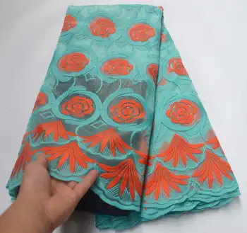 

African Cord Lace High Quality French Green color Lace Fabric Rhinestones African Lace Fabric For Nigerian Wedding Dress XA-001