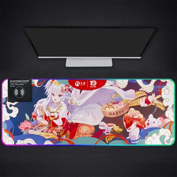 

RGB Wireless Charging Mouse Pad Large Gaming Luminous Waterproof Non-slip Rubber Desk Mat for Mobile Phone Mouse More Devices