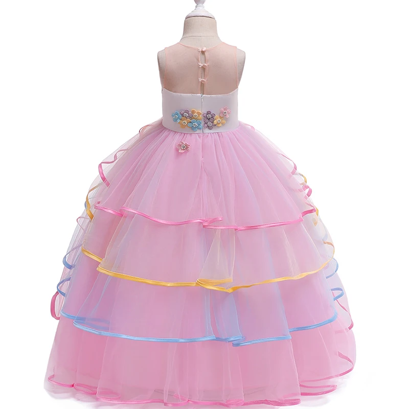 New Long Princess Purple Unicorn Dress for Girls Cosplay Party Kids