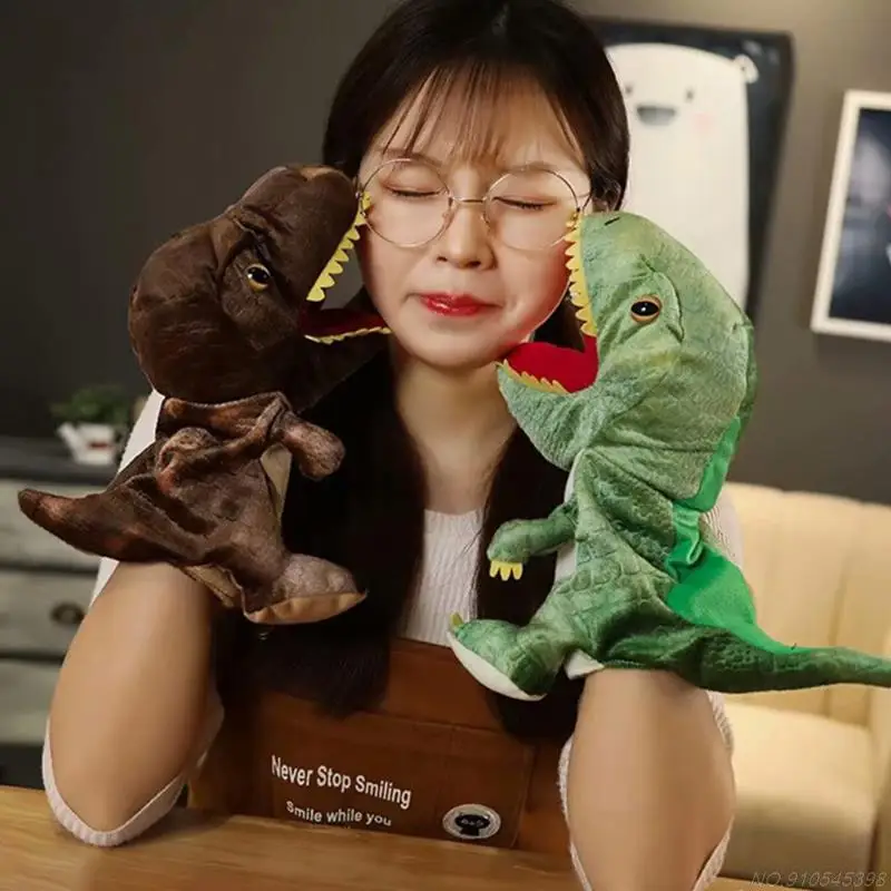 

Мягкая мягкая плюшевая игрушка, подарок для детей, имитация мультяшного животного, динозавр, ручная кукла марионетка на перчатке AG30 21, Прямая поставка