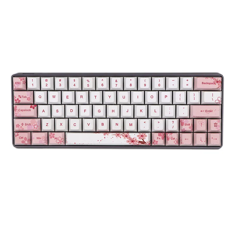 Five surface sublimation Sakura keycaps 64 keys for GK64 mx mechanical keyboard