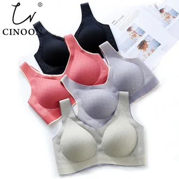

CINOON New Latex Seamless Bra Women Push Up Underwear Gathers Shock-Proof Pad Female Intimate Soft Comfortable Vest Wireless BH
