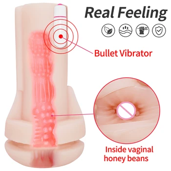 Male Masturbators for Men Vagina Vacuum Pocket Pussy Vaginator Endurance Exercise Masturbation Sex Toys Vibrator Masturb Cup 3