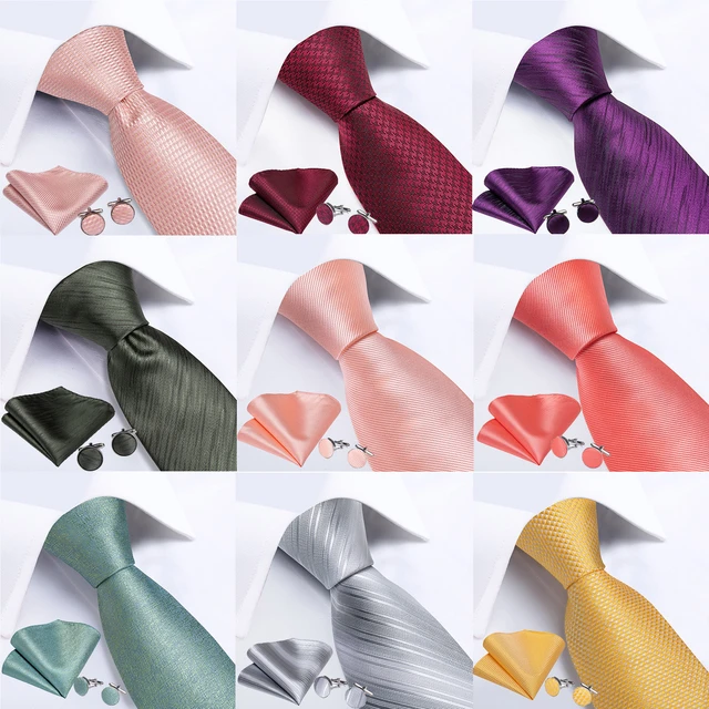 DiBanGu Mens Pink Plaid Ties Classic Silk Wedding Necktie with