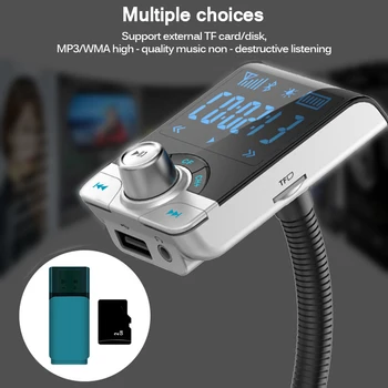 

Onever Bluetooth Car Kit Handsfree FM Transmitter AUX 3.5MM Audio MP3 Music Player Large Screen 5V 3.1A Dual USB Car Charger