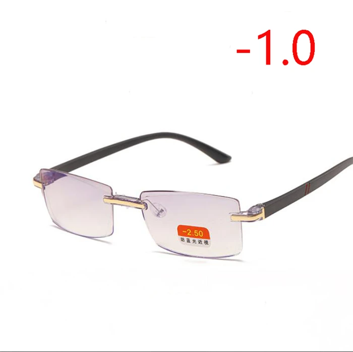 Роскошные Алмазные очки для близоруких мужчин без оправы с коротким зрением-1-1,5-2-2,5-3-3,5-4,0 - Цвет оправы: Myopia 100