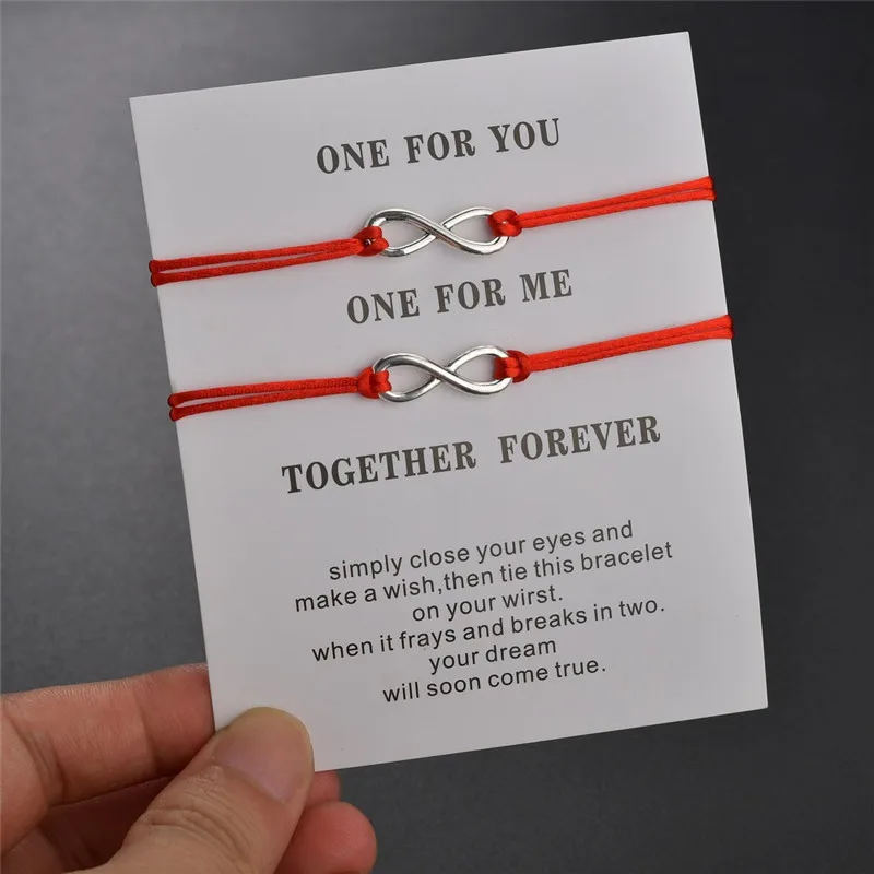 Bracelet Jewelry 2Pcs/set Lovers Couple Bracelets Handmade Rope Chain 8 Infinity Charm Bracelet For Women Men