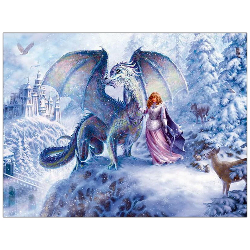 3D Diy diamond embroidery animals Castle,Snow Deer diamond painting full square mosaic 5d picture of rhinestone Art,